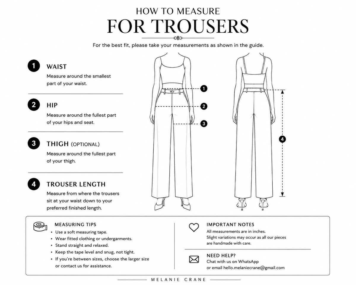 Melanie Crane how to measure for trousers guide